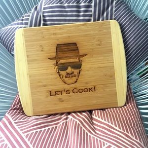 “Let’s Cook” lasercut bamboo cutting board/charcuterie board
